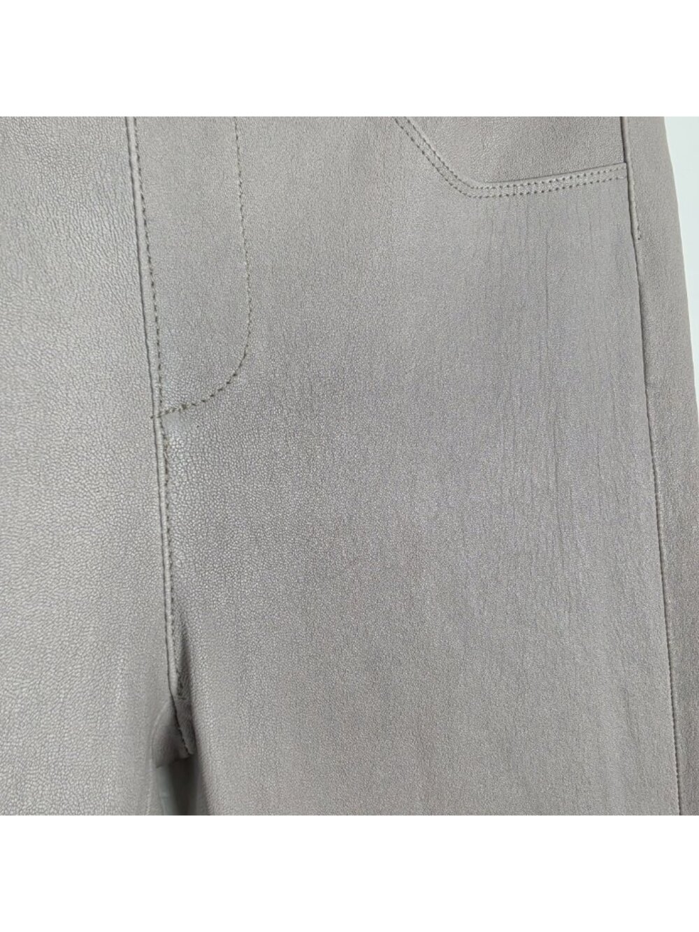 Helmut Lang Lamb Leather Pull On Pants Leggings Stretch Gray Taupe Size 6 - Picture 7 of 16